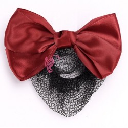 Plasa pentru cocuri cu fundita si clema KFT05 Rosu Inchis